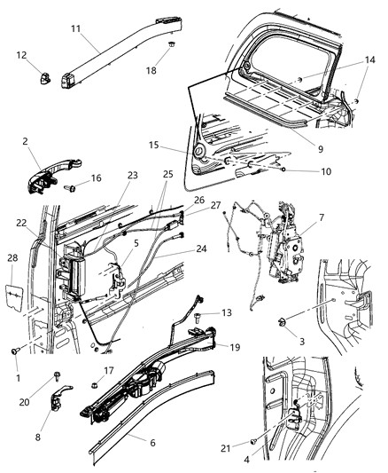 2015 Ram C/V Sliding Door, Hardware Components Diagram