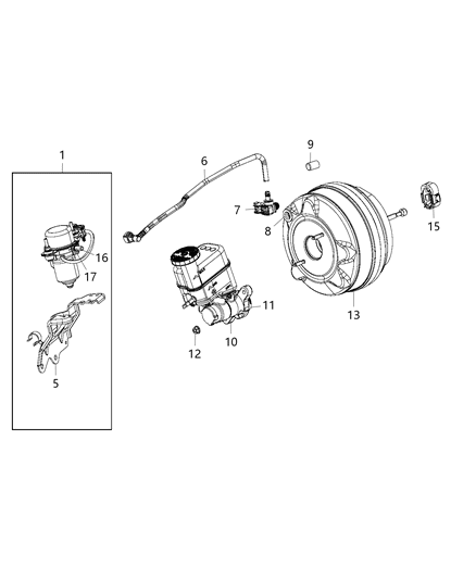 2014 Jeep Cherokee Master Cylinder Assy Nut Diagram for 68211913AA