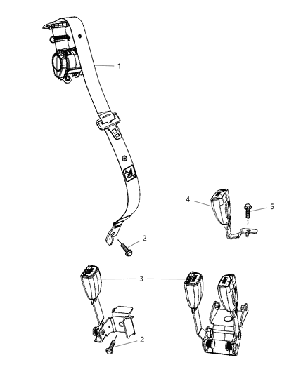 2007 Chrysler Pacifica Seat Belts - Rear Diagram 2 - Thumbnail