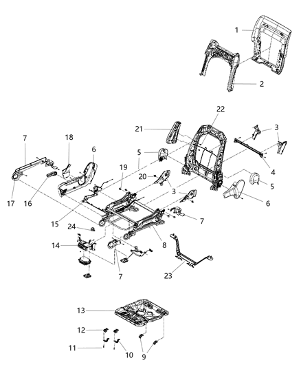 2011 Jeep Grand Cherokee Shield Seat Adjuster Riser Cover Diagram for 1TM33BD3AA