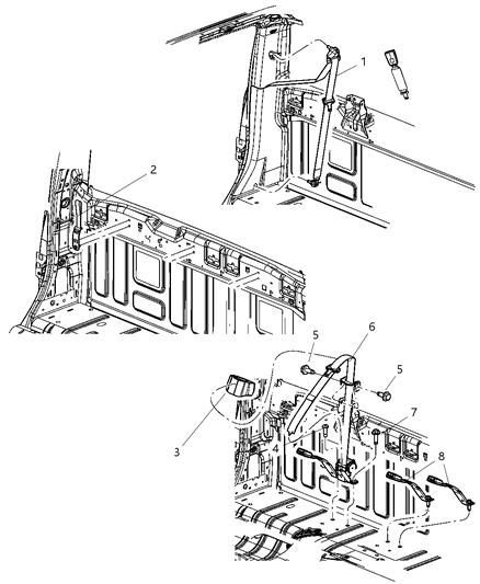 2011 Ram 3500 Cab Chassis Seat Belts Rear Diagram
