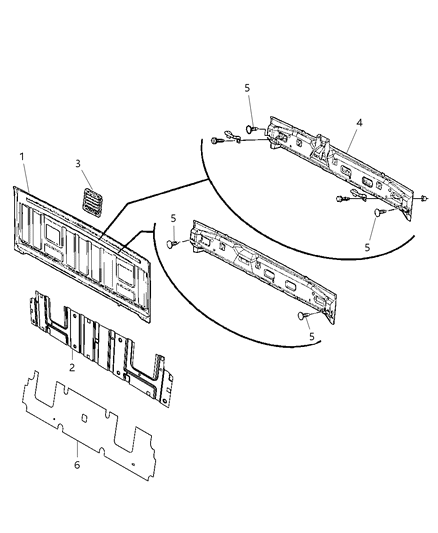 2011 Ram 3500 Pickup Aperture Panel And Pillar Supports - Cab Back Diagram