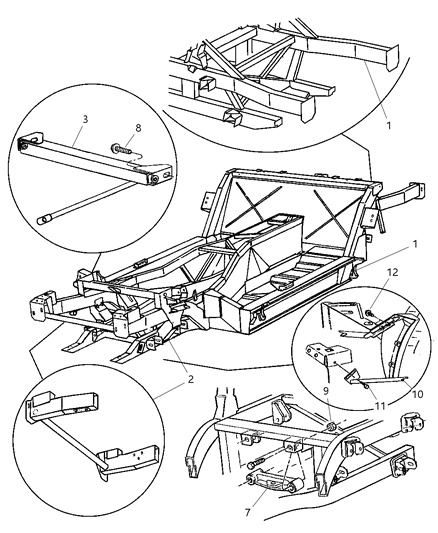 1999 Dodge Viper Upper Crossmember, Front Diagram for 4848657