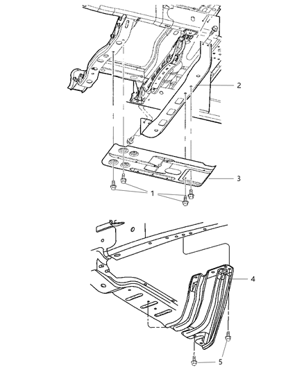 2009 Dodge Ram 3500 Pickup Transfer Case Skid Plate & Mounting Diagram