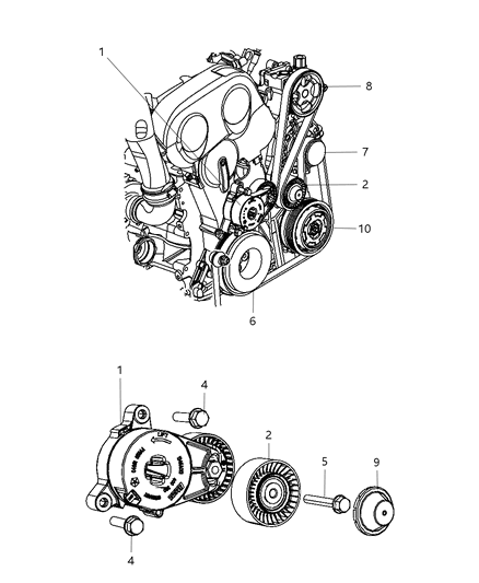 2009 Dodge Journey Pulley & Related Parts Diagram 1 - Thumbnail