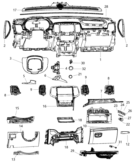 2014 Dodge Durango Control Panel Diagram for 5091858AB