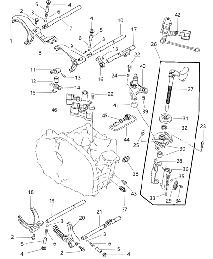 2010 Jeep Compass Shift Forks & Rails Diagram 1 - Thumbnail