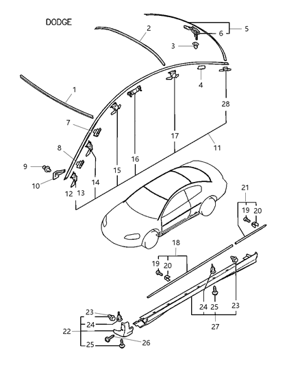 2002 Dodge Stratus Rocker Molding Clip Diagram for MU488002
