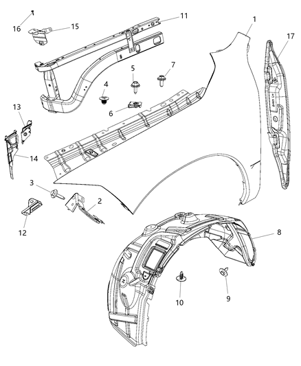 2018 Ram 3500 Cab Chassis Front Fender Diagram