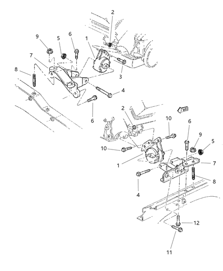 1998 Jeep Grand Cherokee Engine Mounting, Front Diagram 2 - Thumbnail