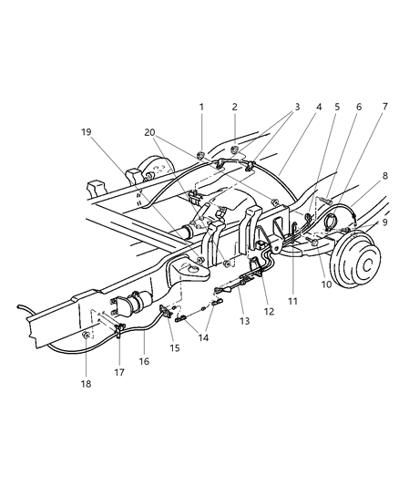 1998 Dodge Ram 3500 Regular Cab Parking Brake Cable Diagram
