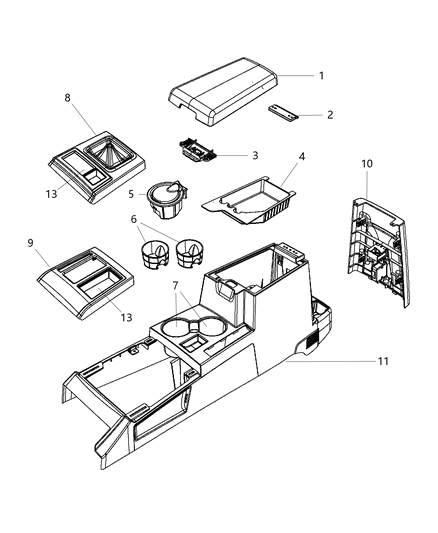2012 Jeep Liberty Bezel Console PRNDL Diagram for 1TK331AAAA