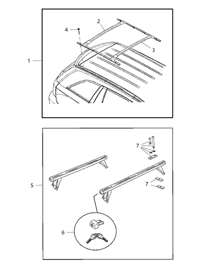 2008 Chrysler Pacifica End Cap Roof Rack Side Rail Diagram for 5072276AA