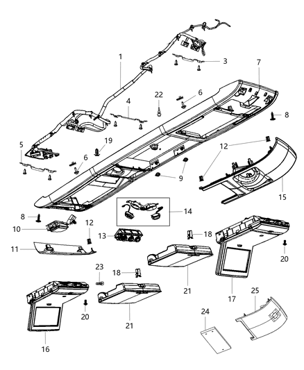 2017 Dodge Grand Caravan Overhead Console Configurable Diagram 2 - Thumbnail