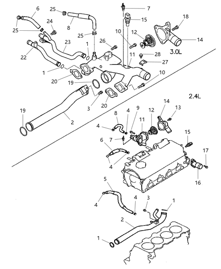 2004 Dodge Stratus Coolant Temperature Sensor Diagram for MD177572