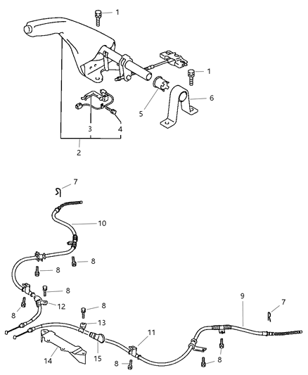 1997 Dodge Avenger Lever & Cables, Parking Brake Diagram 3 - Thumbnail