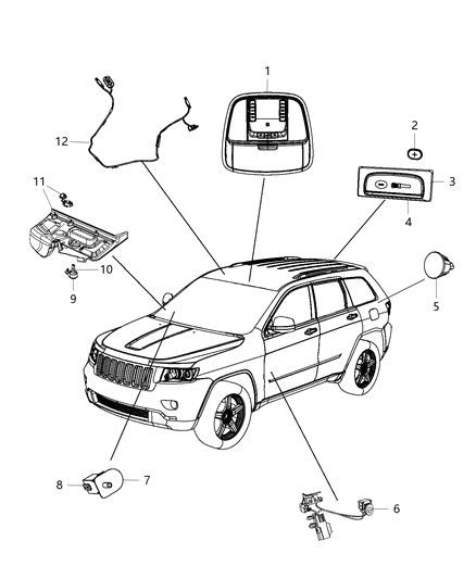 2015 Jeep Grand Cherokee Bezel LED Front Seat Cushion Diagram for 68217044AA