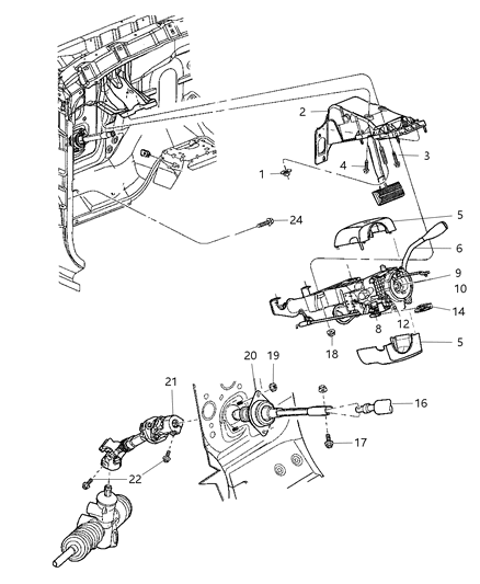 2007 Dodge Dakota Intermediate Shaft, Lower Diagram for 55351234AC