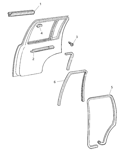 1998 Jeep Grand Cherokee Seal Glass Running Diagram for 55255459AB