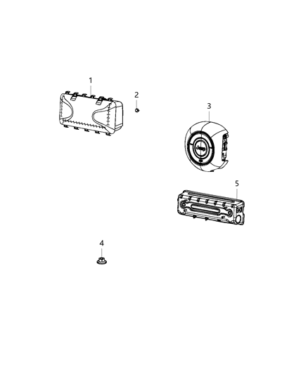 2020 Jeep Compass Knee Inflator Module, Lower Driver Side Diagram for 68365016AB