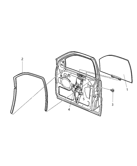 2006 Jeep Liberty Regulator Front Door Window Diagram for 55360031AM