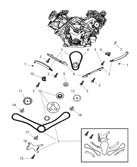 2007 Chrysler Aspen Timing Chain Diagram for 68003352AA