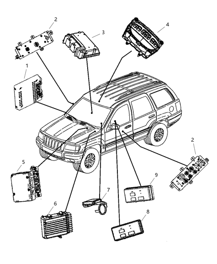 2001 Jeep Grand Cherokee Control Module Diagram for 56041022AH