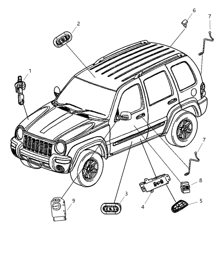 2005 Jeep Liberty Lock Switch, Front Diagram for 56010695AA