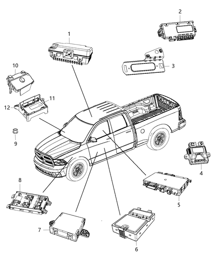 2015 Ram 3500 Pickup Modules, Body Diagram