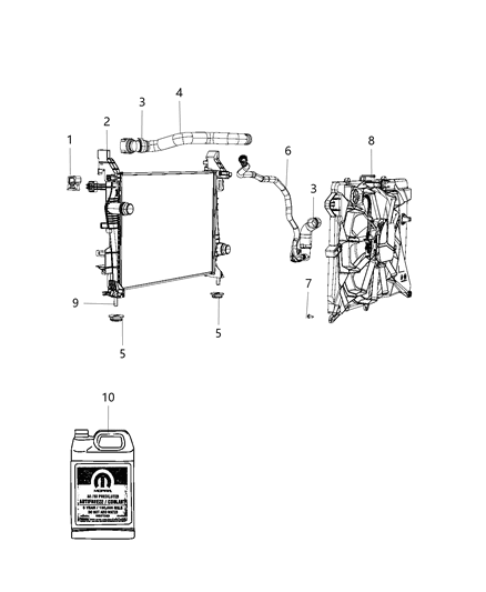 2019 Jeep Compass Hose Radiator Inlet Diagram for 68302307AB