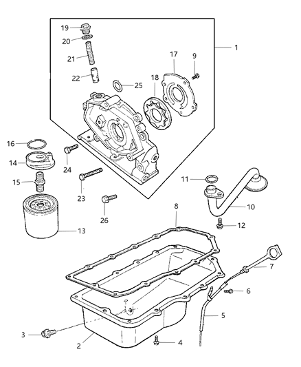 2004 Chrysler PT Cruiser Engine Oiling Diagram 1 - Thumbnail