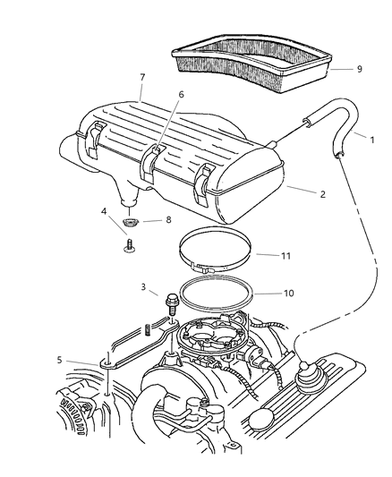 1998 Dodge Ram 2500 Quad & Club Cab Air Cleaner Diagram 1 - Thumbnail