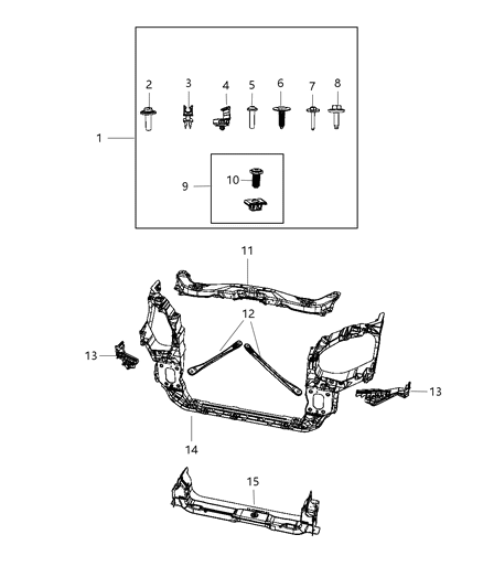 2011 Chrysler Town & Country Crossmember Radiator Closure Panel Diagram for 68023327AB