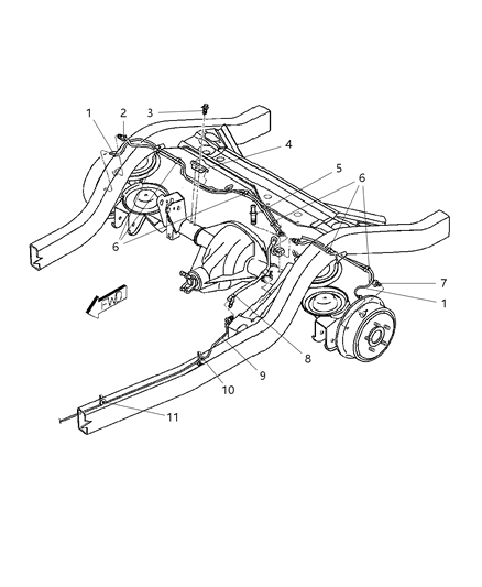 2006 Jeep Wrangler Brake Lines & Hoses, Rear Diagram 1 - Thumbnail