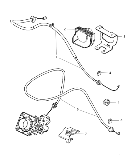 2003 Dodge Neon Cable Throttle Control Diagram for 4891555AB