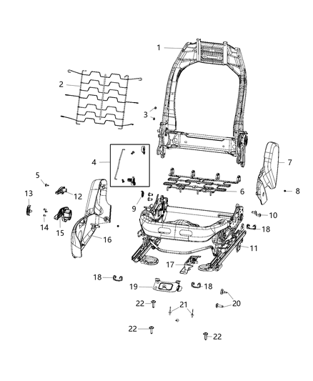 2021 Jeep Compass Adjusters, Recliners, Shields And Risers - Passenger Seat Diagram 2 - Thumbnail