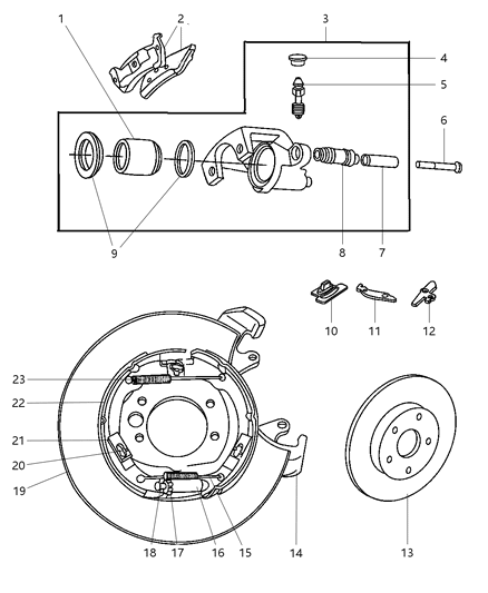 1997 Jeep Grand Cherokee Parking Brake Shoes Spring, Rear Lower Diagram for 4762116