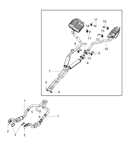 2019 Chrysler 300 Converter & Pipe, Front Passenger Side Diagram for 68091594AF