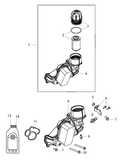 2015 Jeep Grand Cherokee Engine Oil , Filter , Adapter / Oil Cooler & Hoses / Tubes Diagram 2 - Thumbnail