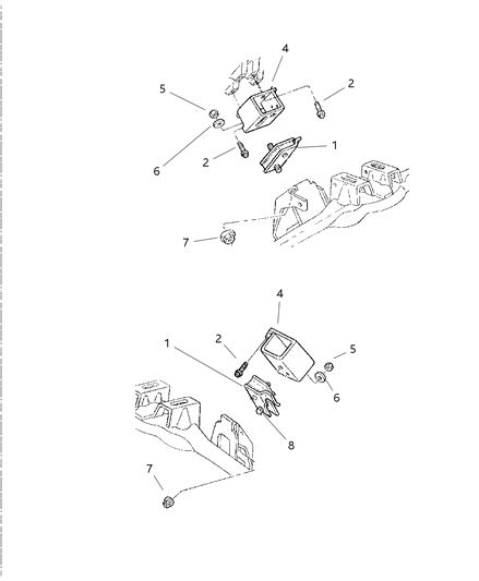 1997 Dodge Ram Van Front Support Diagram for 52021319AB