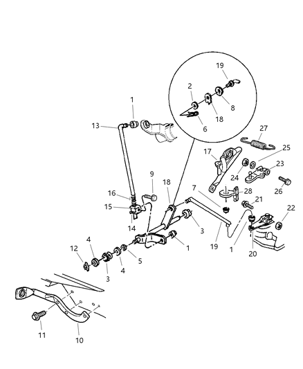 2002 Dodge Ram 3500 Rod Gear Shift Control Transmission Diagram for 52077630AB