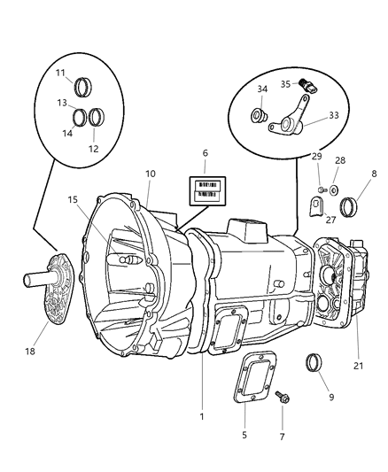 2002 Dodge Ram 3500 Quad & Club Cab Case & Related Parts of Manual Transmission Diagram 2 - Thumbnail