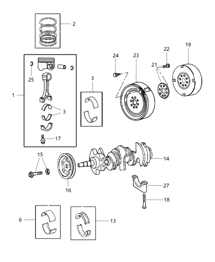 2004 Dodge Intrepid Crankshaft , Piston And Torque Converter Diagram 1 - Thumbnail