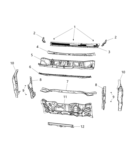 2016 Chrysler 200 Panel Dash Diagram for 68188406AF