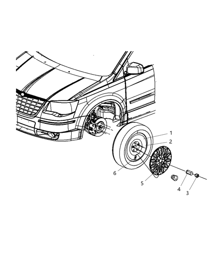 2009 Dodge Grand Caravan Wheel Aluminum Diagram for 1EK85PAKAA