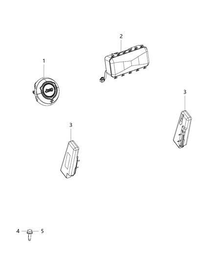 2018 Jeep Wrangler JK (Previous-generation) Air Bags - Front Diagram