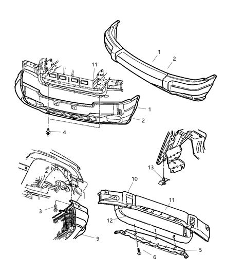 2000 Jeep Grand Cherokee Insert, Front Diagram for 5FT35DX9