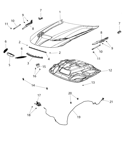 2017 Dodge Charger Hood & Related Parts Diagram 2 - Thumbnail