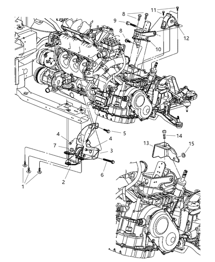 2005 Dodge Caravan Mount, Front & Rear Diagram