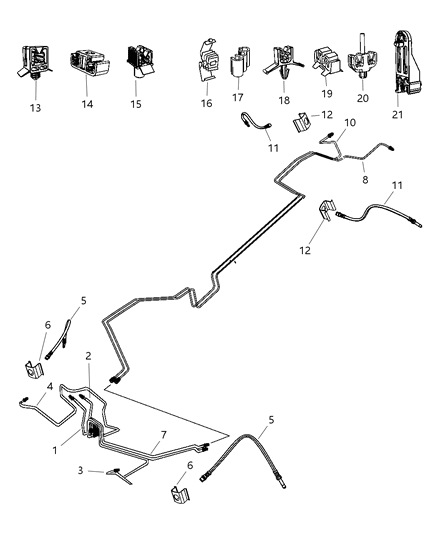 2008 Dodge Sprinter 3500 Brake Tubes, Rear Diagram 1 - Thumbnail